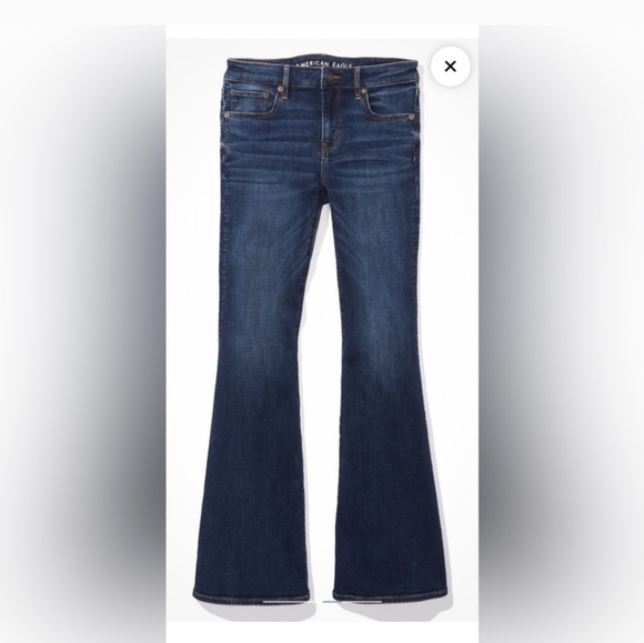 American Eagle Jeans Womens 4 Dark Blue Denim Pants AE Artist Flare Boot Stretch - Picture 3 of 16
